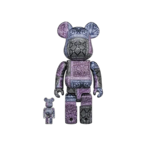 BAPE Medicom Toy Bearbrick Black Bandana 100% & 400% Set 'Purple'