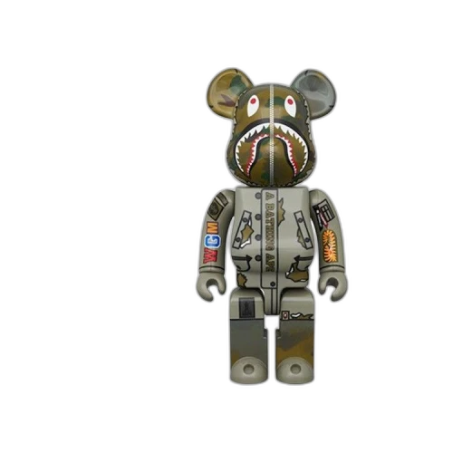 BAPE x Medicom Toy Bearbrick x Alpha Industries Camo Shark 100% & 400% Set 'Green'