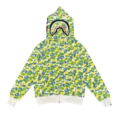 BAPE Hong Kong ABC Camo Shark Full Zip Hoodie 'Green'