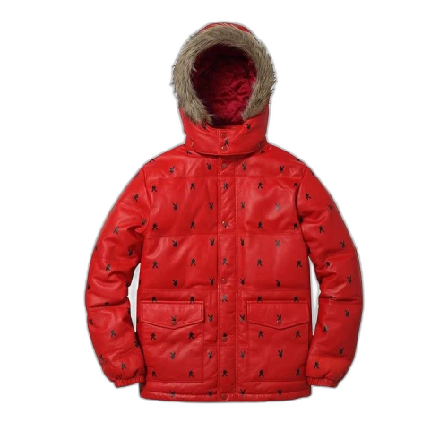 Supreme x Playboy Leather Puffy Jacket 'Red'