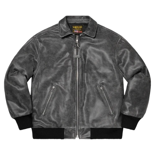Supreme Vanson Leathers Worn Leather Jacket 'Black'