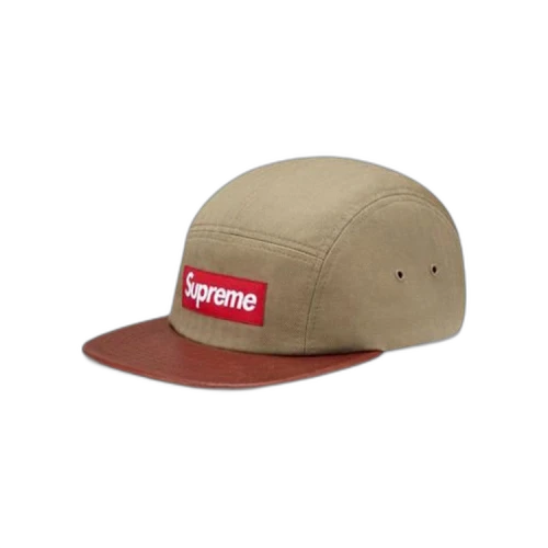 Supreme Herringbone Leather Camp Cap 'Tan'