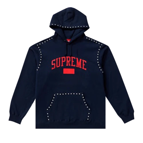 Supreme Studded Hooded Sweatshirt 'Navy'