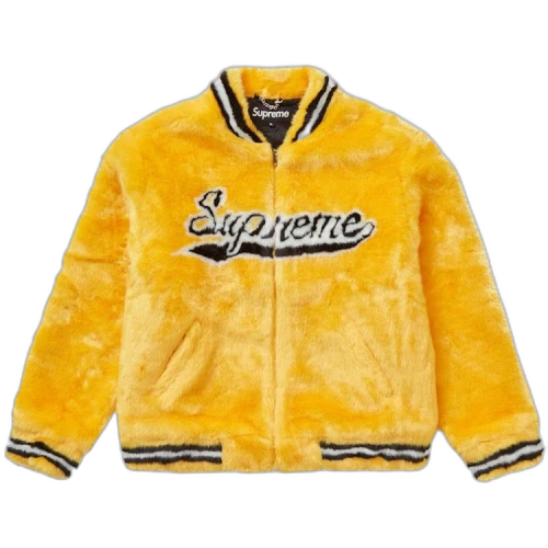 Supreme Faux Fur Varsity Jacket 'Yellow'