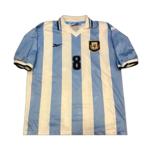 Vintage Reebok Argentina Home Jersey #8 Riquelme 'White/Blue'