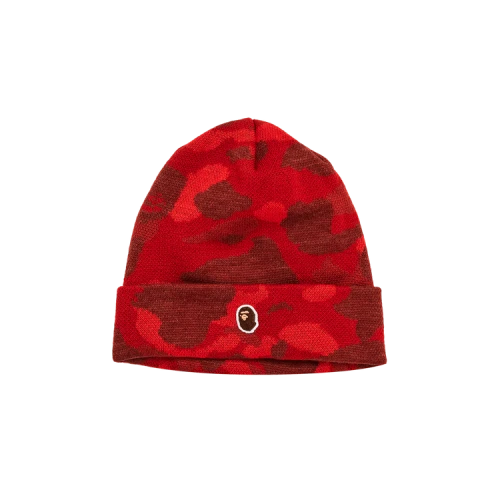 BAPE Logo-Patch Camouflage Beanie 'Red'
