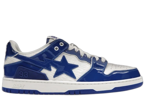 A Bathing Ape Bape SK8 Sta Blue White Patent