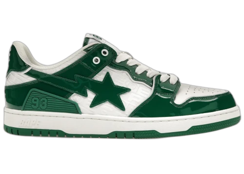 A Bathing Ape Bape SK8 Sta Green White Patent