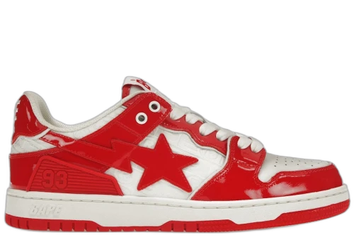 A Bathing Ape Bape SK8 Sta Red White Patent