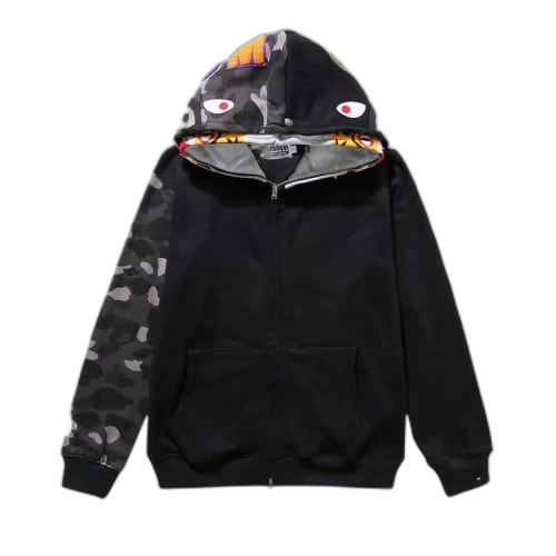 BAPE Double Tiger Shark Full Zip Hoodie 'Black'
