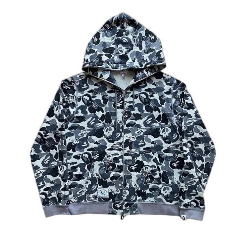 BAPE x Stussy Full Zip Hoodie 'Grey Camo'