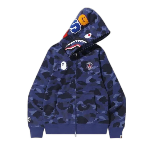 BAPE x PSG Shark Full Zip Hoodie 'Navy'