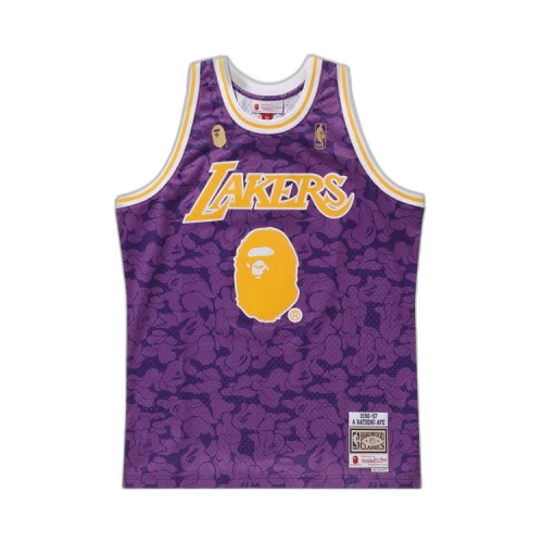BAPE x Mitchell Ness Lakers ABC Basketball Swingman Jersey 'Purple'