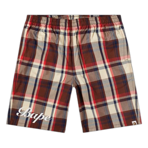 BAPE Check Shorts 'Red'