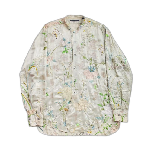 Vintage Gucci Silk Floral Chinoiserie Shirt 'Cream'