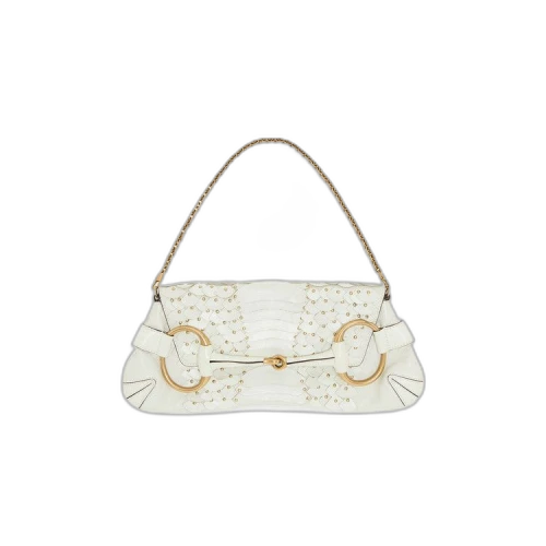 Vintage Gucci x Tom Ford Horsebit 1955 Leather Top Handle Bag 'Ivory', From the Closet of Sita Abellan