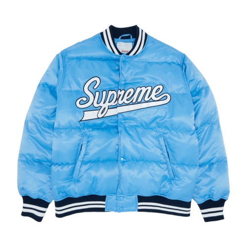 Supreme Script Varsity Puffy Jacket 'Light Blue'