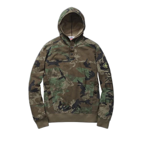 Supreme x Stone Island Hooded Sweatshirt 'Woodland Camo'