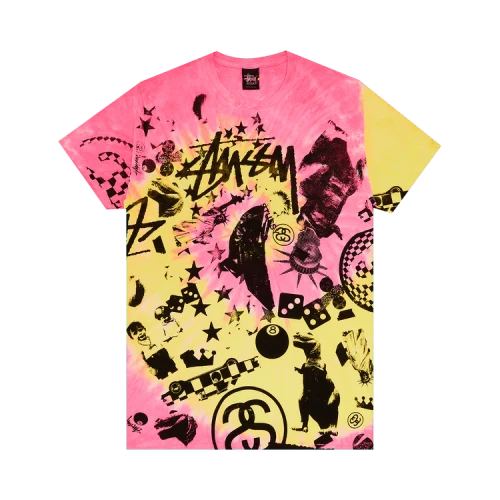 Stussy 8 ball Dice Tee 'Tie-Dye Pink/Yellow'