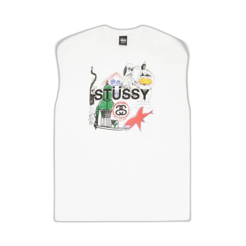 Stussy Drawing Tee 'White/Black/Green'