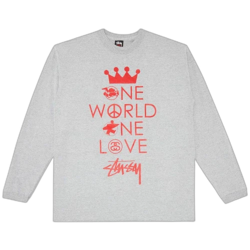 Stussy Gear One World One Love Long-Sleeve Tee 'Grey Heather'