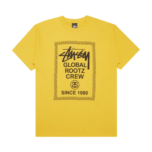Stussy Global Rootz Crew Since 1980 Tee 'Mustard'