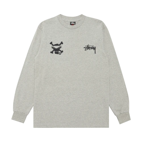 Stussy Gear Skull Album Long-Sleeve Tee 'Grey Heather'