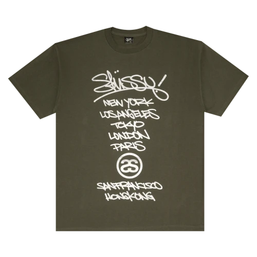 Stussy Gear Silver Script Tee 'Olive'