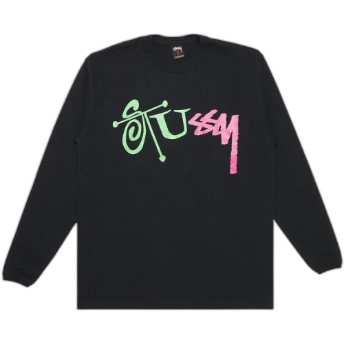 Stussy Multifont Stock Long-Sleeve 'Black'