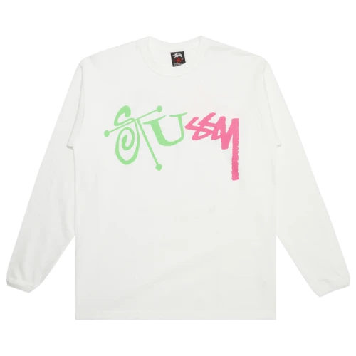 Stussy Multifont Stock Long-Sleeve 'White'