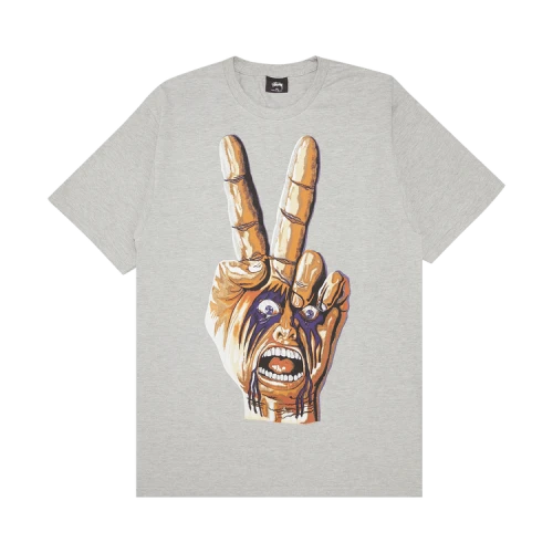 Stussy Peace Hand Tee 'Grey Heather'