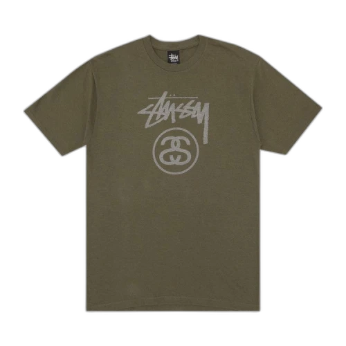 Stussy Stock Tone Logo Tee 'Olive'