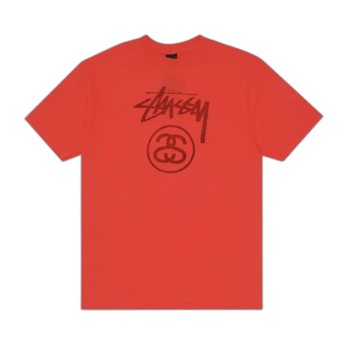 Stussy Stock Tone Logo Tee 'Red'