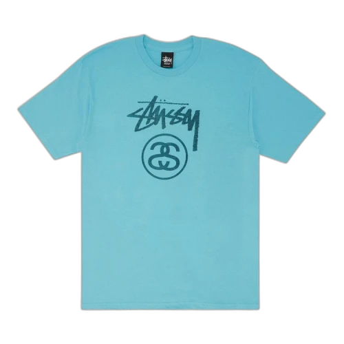 Stussy Stock Tone Logo Tee 'Teal'