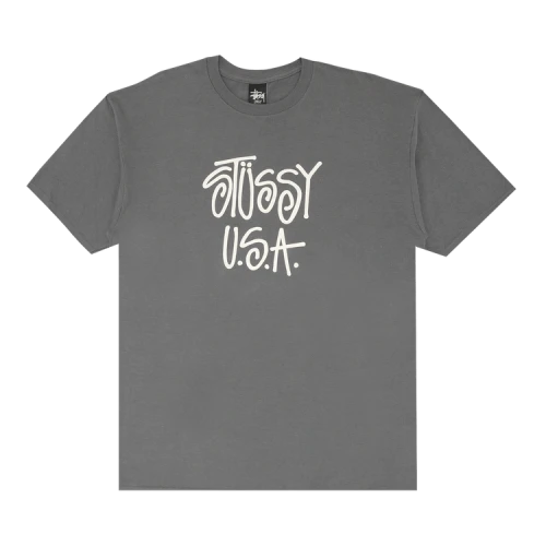 Stussy USA Tee 'Charcoal/White'