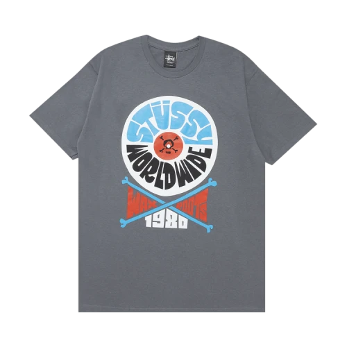 Stussy World Wide Wax Roots Tee 'Charcoal'