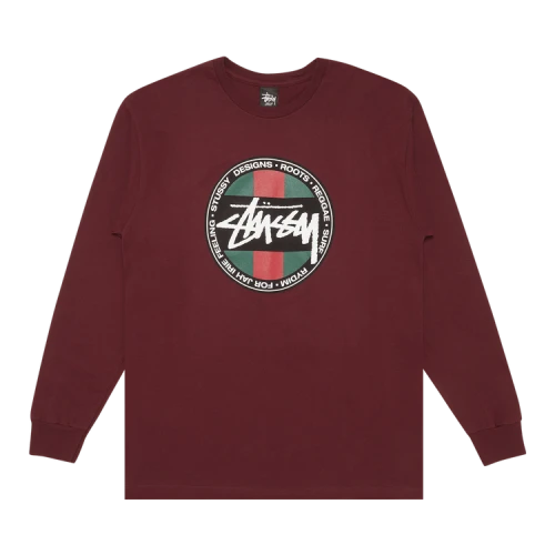 Stussy SS Stripe Dot Long-Sleeve 'Wine'