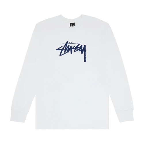 Stussy Stock Tee Long-Sleeve 'White/Navy'