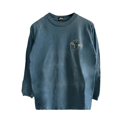 Vintage Stussy Signature Long-Sleeve Tee 'Light Blue'