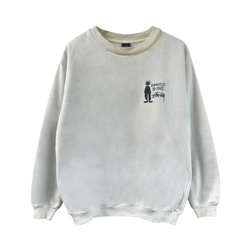 Vintage Stussy Knowledge Is King Rasta Crewneck Sweatshirt 'White'