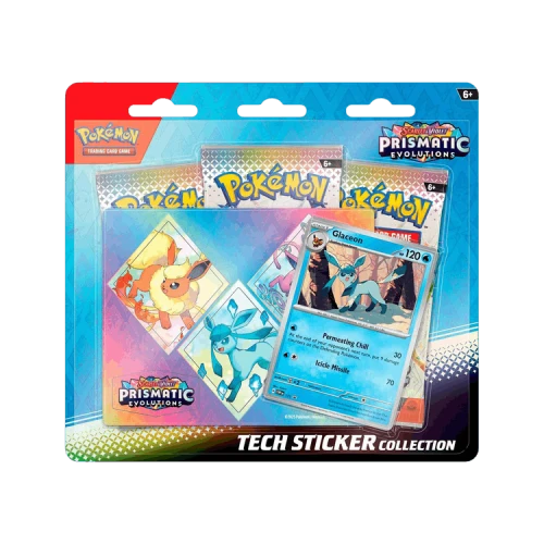 Pokémon Scarlet & Violet: Prismatic Evolutions 3 Pack Tech Sticker Collection 'Glaceon'