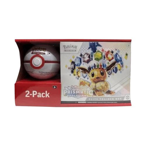Pokémon 2025 Scarlet & Violet Prismatic Evolutions Elite Trainer Box + Pokeball Sam's Club Bundle (Pokeball Color May Vary)