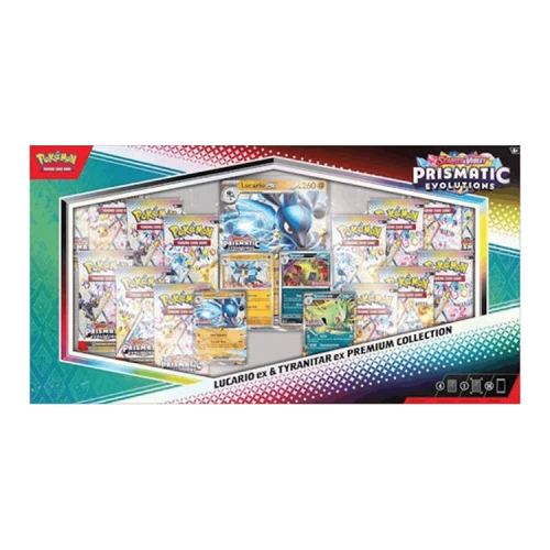 Pokémon 2025 Scarlet & Violet Prismatic Evolutions Lucario ex & Tyranitar ex Premium Collection (Sam's Club)