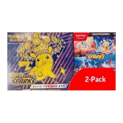 Pokémon 2025 Scarlet & Violet Surging Sparks Elite Trainer Box & Booster Bundle 2 Pack (Costco)