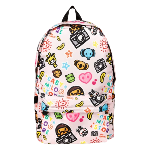 Baby Milo Store Milo And Friends Large Backpack 'Pink/Khaki'