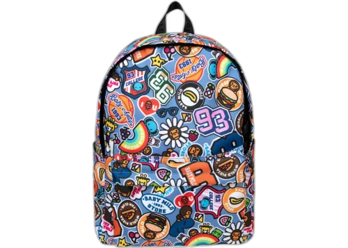 BAPE Baby Milo Sticker Print Medium Backpack Acid Blue
