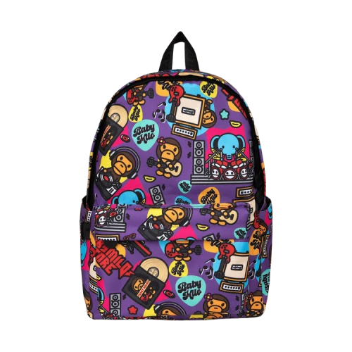 Baby Milo Store Milo Print Medium Backpack 'Purple/White'