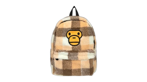 BAPE Baby Milo Sherpa Fur Medium Backpack Cracker Khaki