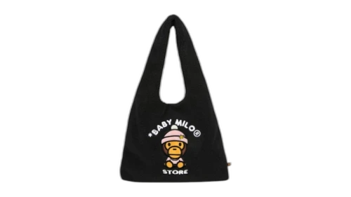BAPE Baby Milo Graphic Fur Large Tote Bag Black