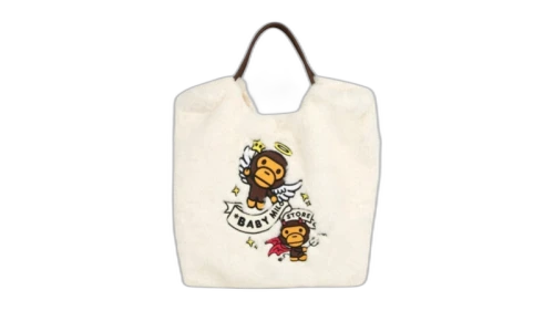 BAPE Baby Milo Sherpa Fur Large Tote Bag Cream